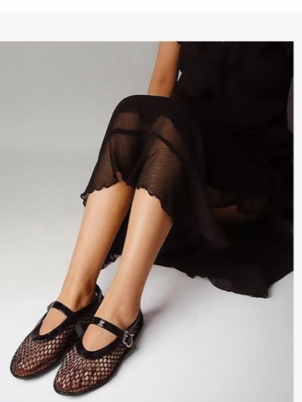Black Mesh Mary Jane Flats